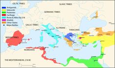 a map showing the roman empire and its major cities, including their territorial territorys