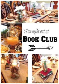 a collage of photos with the words fun night out at book club