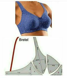 a woman's bra with the measurements for it and an image of her breast