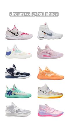 the nike shoes are all different colors and sizes