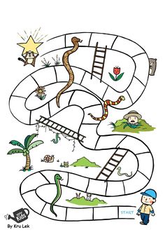 a maze game with an image of a snake and other animals on the board, which is