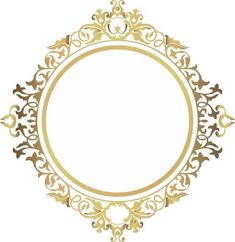 an ornate gold frame with white background