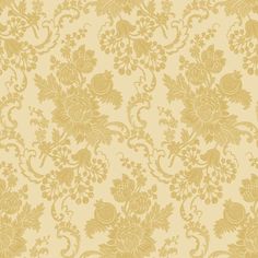 an ornate wallpaper with gold flowers and leaves