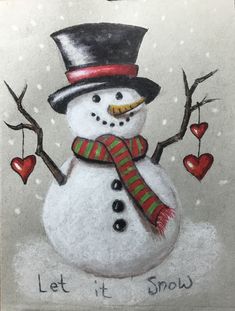 a drawing of a snowman wearing a top hat and scarf