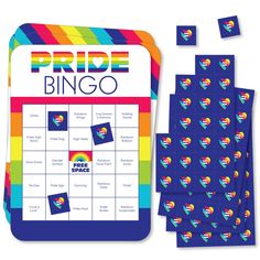 the pride board game is next to it's matching stickers