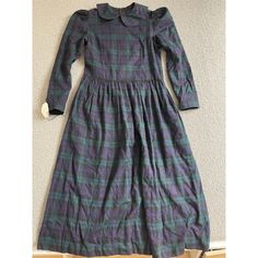 Nice Vintage Dress Does Have Some Small Holes In The Back As Shown In Photos But The Can Easily Be Minimized By Wearing A Dark Colored Undershirt. Cabin Closet, Ashley Green, Laura Ashley Dresses, Laura Ashley Dress, Vintage Laura Ashley, Purple Collar, A Cabin, Dresses Vintage, Plaid Dress