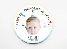 a baby's first birthday sticker with an image of a child on it