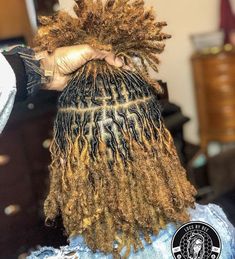 Locs Blonde Tips, Boho Starter Locs, Natural Locs With Curly Ends Styles, Micro Loc Extensions, Locs Sizes, Micro Starter Locs, Small Locs With Curly Ends, Ombré Locs, Loc Highlights Black Women