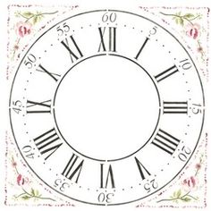 a clock face with roman numerals and floral border around the numbers on it