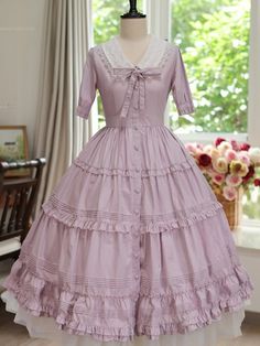 [$47.24]Sakura Pink Front Button Placket Classic Lolita OP Tea Party Dress Dresses Historical, Plus Size Goth Fashion, Alice Clothes, Plus Size Kawaii, Traditional Mexican Dress, Regal Elegance, Classic Lolita, Mexican Dress, Tea Party Dress