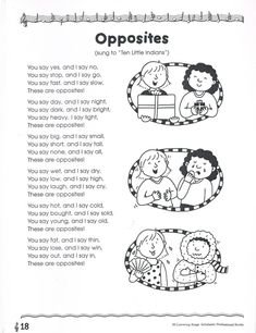 a page from the children's book opposites