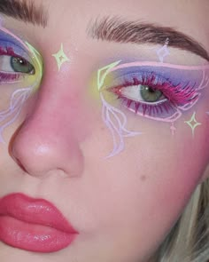 Fairy Make Up Aesthetic, Make Up Aesthetic, Eyeliner Ideas, Up Aesthetic, Funky Makeup, Expensive Makeup, Cute Eye Makeup, Bright Makeup, Face Art Makeup