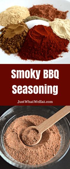 the ingredients for smoky bbq seasoning in a bowl