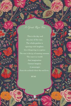 an ornate frame with flowers on it and a poem written in the bottom right corner