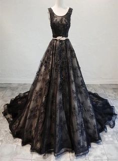 Black Lace Evening Gown, Black Lace Party Dress, Formal Prom Dresses Long, Lace Party Dress, Lace Evening Gowns, Long Formal Dress, Satin Tulle, Lace Party Dresses, Black Bridesmaid Dresses