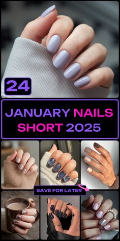 January nails short ideas for 2025 combine elegance and charm Try simple designs with white pink or blue hues or explore gel and acrylic finishes for versatile looks Glitter chrome or dark styles bring drama while oval or French tips in green red or purple create a bold statement Biab nails and easy mid-length designs ensure timeless winter beauty! Nail Ideas Gray Color Combos, Short Mid Length Acrylic Nails, Nails Febuary 2024, Solid Winter Nail Colors, Short Round Acrylic Nails Purple, Nail Design Simple Elegant, Gel Nails January 2025, Winter Nail 2025, January Gel Nail Ideas 2024