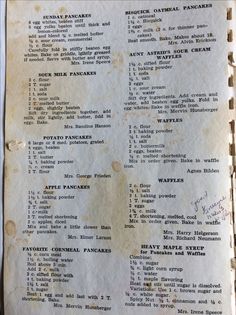 an old menu with some writing on it