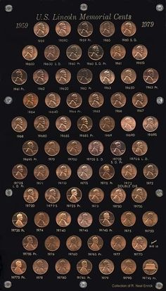 the u s lincoln memorial cents, 1971 - 2009 with twenty cents in each