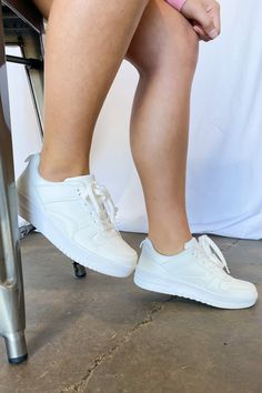 Details: Comfy goes trendy with these sneakers. - Faux leather- Lace up Content: Faux leather Size + Fit: True to size Silver Holographic, Lace Up Sneakers, Women Clothing Boutique, Leather Lace, Clothing Boutique, White Sneakers, Keds, Leather And Lace, Boutique Clothing