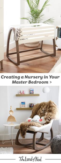 While you may have a nursery all ready for your new bundle of joy, you may find you want to keep that little guy in your master bedroom so they’re a little closer in the early days. With just a few small additions, it’s easy to add some functional essentials to your bedroom to make way for your newborn, without adding any additional chaos. Baby Nursery In Parents Room, Nursery In Parents Room, Rocking Crib, Bedroom Space, Rocking Chairs, Bedroom Nursery, Baby Time, Everything Baby