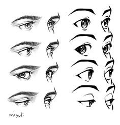 an image of different types of eyes and how to draw them with pencil on paper