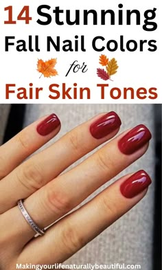 Check out this list of 14 best fall nail colors for fair skin tones. These fall nail colors are going to make your hands look the best in this fall season. Fall nail ideas. Best fall season nail colors. Fall Nail Paint Colors, September Nails By Skin Tone Range, Best Nail Color For September, Summer Fall Nail Colors, Sns Colors Fall, Fall Nail Colors Pale Skin, Fall Nail Neutral Colors, Fall 2024 Dip Nail Colors, New Fall Nail Colors 2024