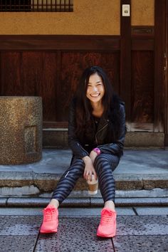 nikefound:    FOUND IN KYOTO CHIZURU KURATA | SHOP THE LOOK  Nike Dri-FIT Relay Print Women’s Running CaprisNike Air Max 90 Premium iD Shoe Gym Street Style, Nike Street Style, Nike Motivation, Nike Tights, Neon Colours, Air Max 90 Premium, 90's Fashion, Nike Elite