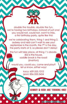 the cat in the hat birthday party flyer