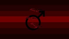 the symbol for male and female with bats flying around it on a red striped background