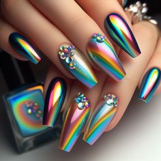 #nails   #summer_nails    #summer     #viva   #beauty Wow Nails, Glow Nails, Chrome Nails, Fancy Nails, Dope Nails, Fake Nails