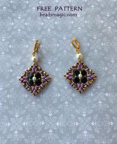 Free pattern for earrings Sara Bead Earring Tutorial, Beads Patterns, Bead Tutorials, Bead Earring, Bead Crochet Patterns