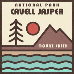 the national park cavel japper logo is shown in this retro style poster, with mountains and pine trees