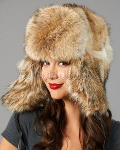 Womens Coyote Full Fur Russian Hat | Fur Hat World Fur Russian Hat, Winter Fur Hat, Wig Party, Cool Girl Style, Coyote Fur, Russian Style, Trapper Hat