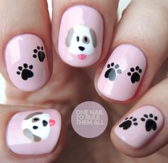 15 Hermosos diseños de uñas inspirados en tu perrito Paw Print Nails, Kids Nail Designs, Girls Nail Designs, Cute Nail Art Designs, Nails For Kids