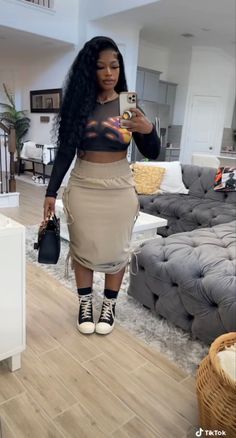 Casual Outfits Black Women Plus Size, Date Night Outfit With Sneakers, Outfit To Hide Mom Pouch, Fall Outfits Black Women Plus Size, 70 Degree Weather Outfit Casual, Plus Size Baddie Outfits Fall, Fall Club Outfits Night Going Out, Metallic Outfit, Dope Swag Outfits