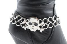 New Trendy Fashion Accessory Chic Jewelry Boot Anklet Chain Bracelet - Skull Skeleton You Are Buying One Boot Bracelet - One Side OnlyThere Are 3 Colors To Choose From: Style : Western / Chic / Biker / Punk / Rock Condition : Brand New Color: Silver / Gold /CopperSize: One Size 9"-14.5" (length)Size: One Size Fits All - Adjustable Occasion: Cocktail, Gift, Christmas, Party, Prom, Wedding, Bridal, OfficeMade In The UsaVery Special Fashionable And Stylish Jewelry.Chic And Unique Bracelet Boot Chai Girlfriend Clothes, Boot Charms, Motorcycle Fashion, Biker Stuff, Man Jewelry, Boot Chains, Anklet Chain, Western Shoes, Character Clothing