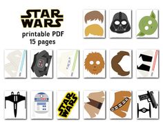 the star wars printable poster is shown in various sizes and colors, including one for each