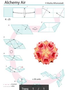 the instructions for how to make an origami ball and paper plane with diagrams