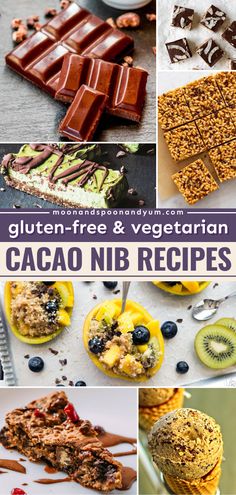 All the cacao nib recipes that are gluten-free and vegetarian! There are breakfast food ideas, easy-to-make snacks, and yummy dessert recipes. Find delicious and healthy things to make with cacao nibs! Cacao Nibs Recipes, Gluten Free Dairy Free Breakfast, Coconut Flour Cookies, Vegetarian Recipes Dessert, Gluten Free Brunch, Chocolate Ganache Tart, Peanut Butter No Bake, Dairy Free Breakfasts, Gluten Free Recipes For Breakfast