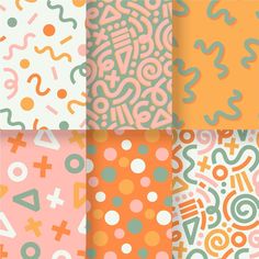 four different patterns with dots and shapes