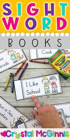 sight word books for kids with the words i like school written on them and pencils