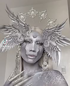 Biblical Angel Makeup, Biblically Accurate Angel Makeup, Angel Mask, Biblically Accurate, Angel Makeup, Prosthetic Makeup, Creepy Halloween Makeup, Cool Makeup Looks, Fx Makeup