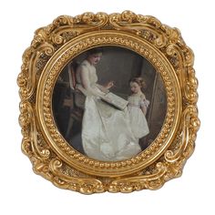 an antique portrait of two women in white dresses