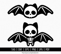 two bats with skulls and bones on them