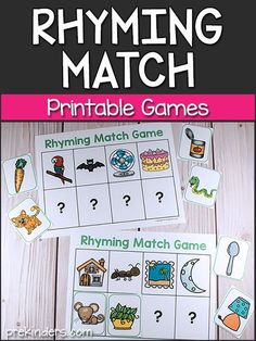 printable rhyming match game for kids