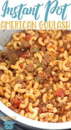 the instant pot american goulash is ready to be eaten