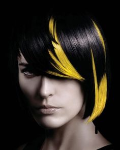 Yellow And Black Hair, Elumen Hair Color, Trendy We Fryzurach, Bright Hair Colors, Hair Magazine, Black Hair Color, Bright Hair, Funky Hairstyles