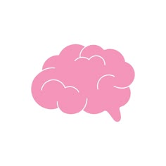 a pink brain is shown in the shape of a speech bubble on a white background