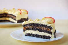 two slices of cake sitting on top of plates