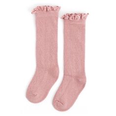 These vintage-inspired Blush Fancy Lace Top Knee Highs socks from Little Stocking Co. are the perfect way to keep your little girl's feet warm and stylish. Made from soft, breathable cotton, they feature a blush pink and mauve color scheme with a delicate lace top. The socks are available in sizes for babies, toddlers, and girls, so you can find the perfect fit for your child. These socks are perfect for all of your little girl's adventures. They're comfortable enough to wear all day long, and t Pink Knee High Socks, Cable Knit Tights, Cute Christmas Outfits, Matching Sisters, Knee High Stockings, Knit Tights, Fabric Hair Bows, Sisters Dress, Knee Highs